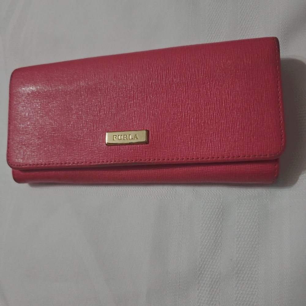 Furla Auth. Leather 3 Devider Multipockets Long W… - image 1